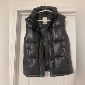Abercrombie & Fitch Black Vegan Leather Puffer Vest